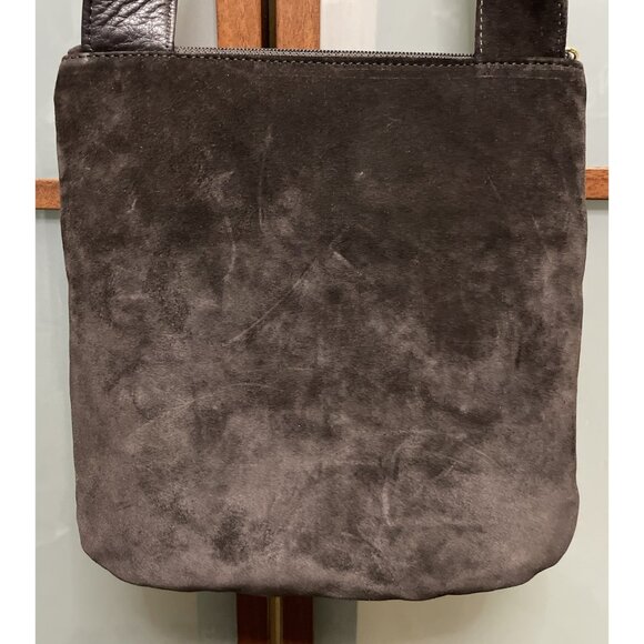 Sharif Vintage Dark Brown Leather Suede & Pony Hair Crossbody Shoulder Bag Purse - Picture 3 of 8